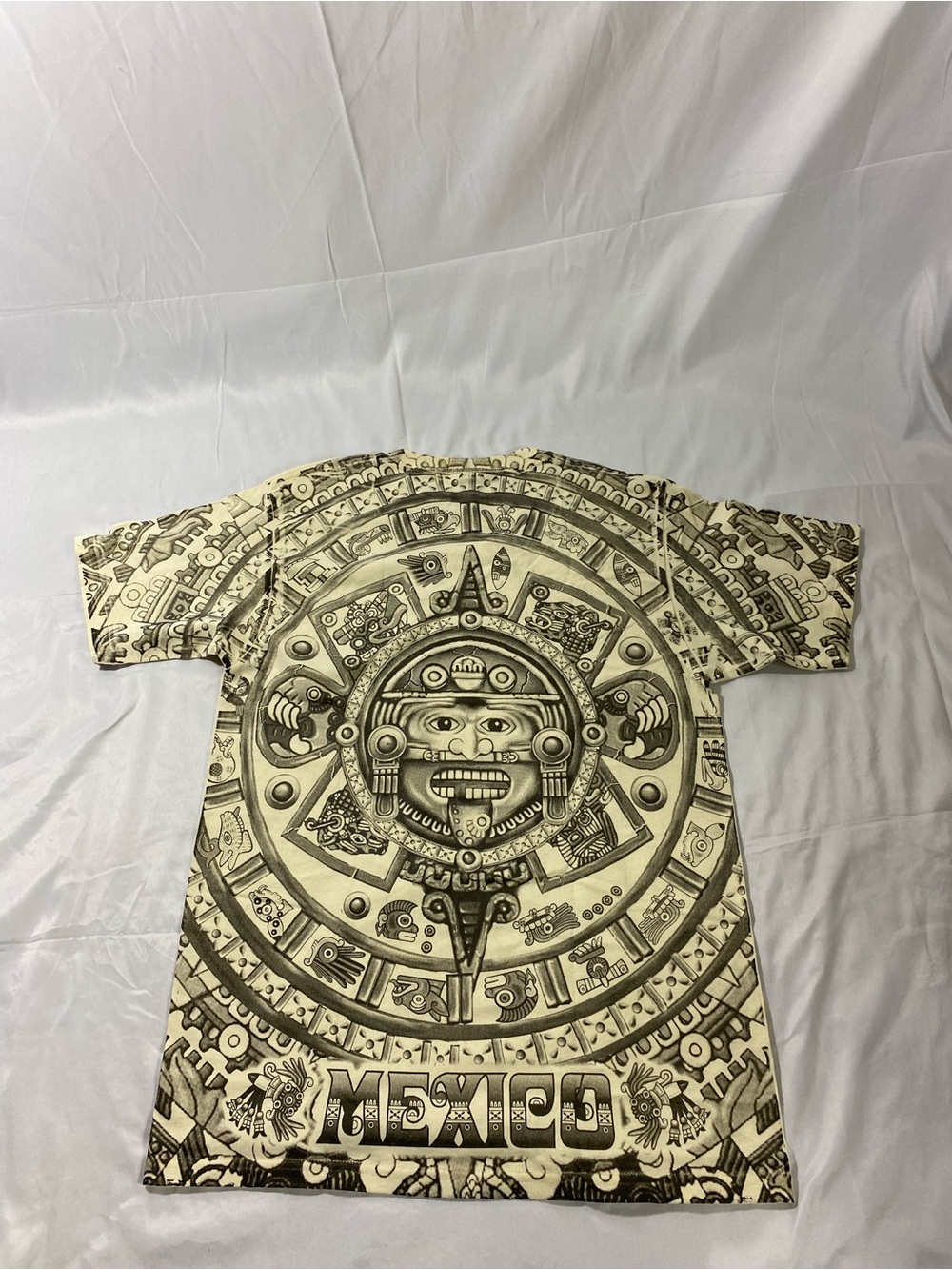 Aztec Calendar Mexico AOP All Over Print Graphic T-Shirt Adult Medium Retro Y2K